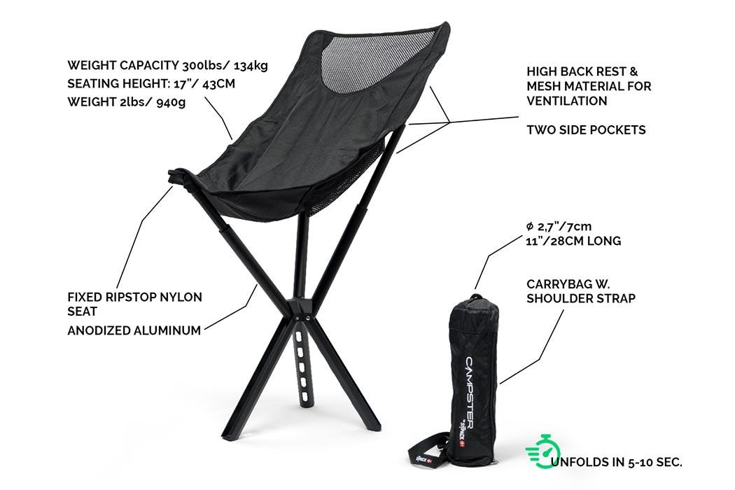 Stretch，chair，outdoors，Three legged chair，Campster，