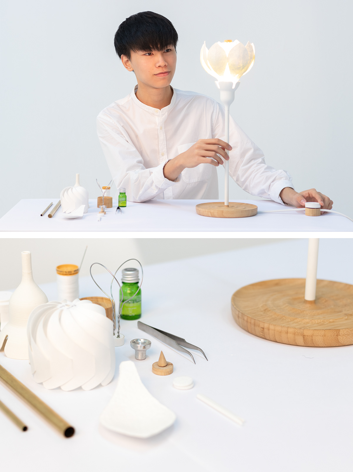 Desk lamp，Lotus，aroma，3D printing，