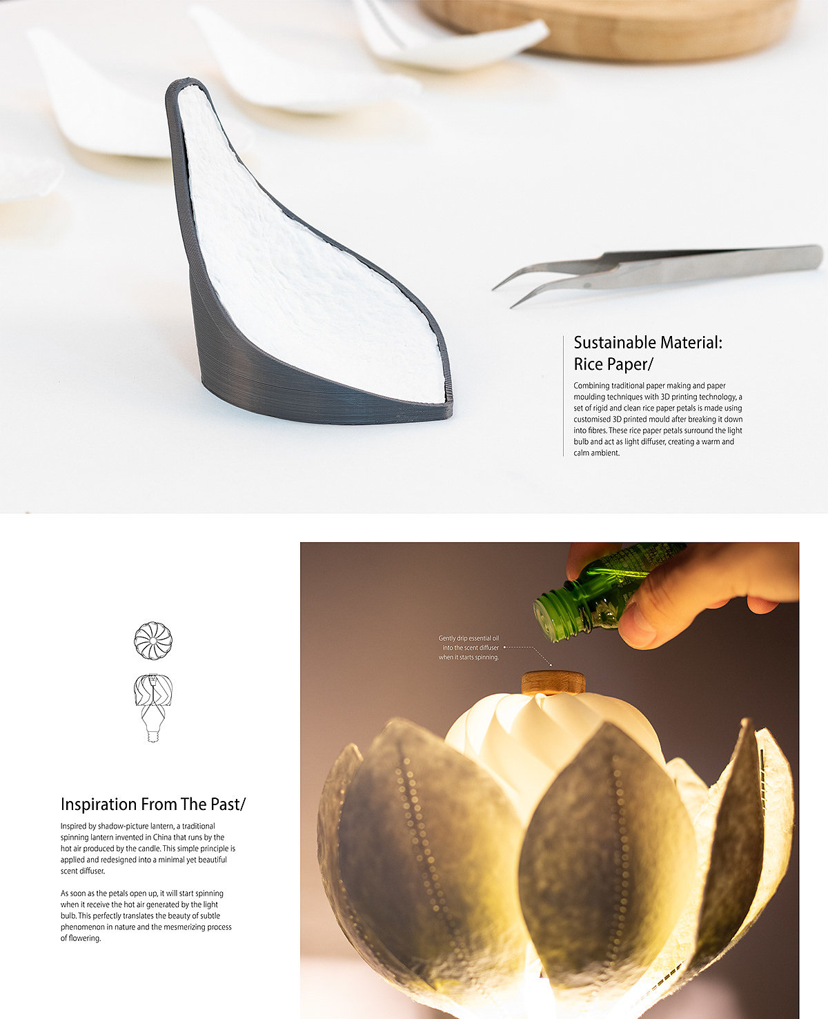 Desk lamp，Lotus，aroma，3D printing，