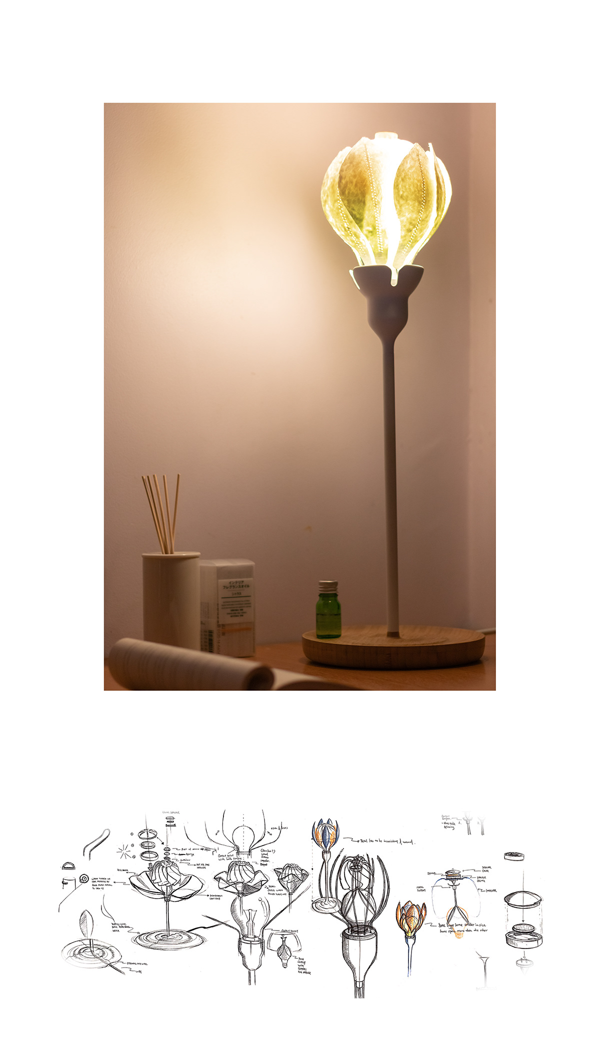 Desk lamp，Lotus，aroma，3D printing，