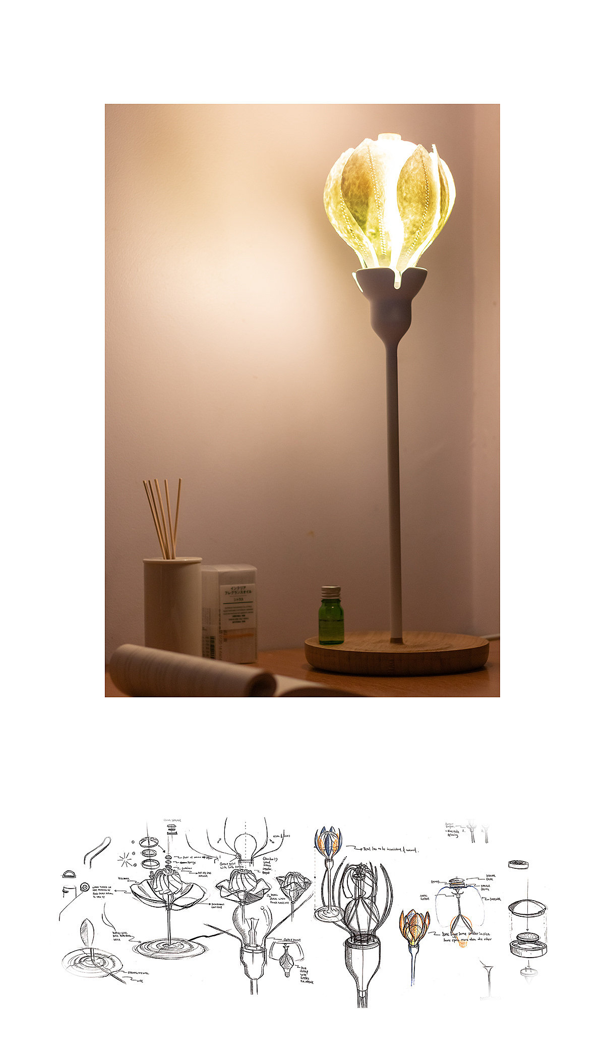 Desk lamp，Lotus，aroma，3D printing，