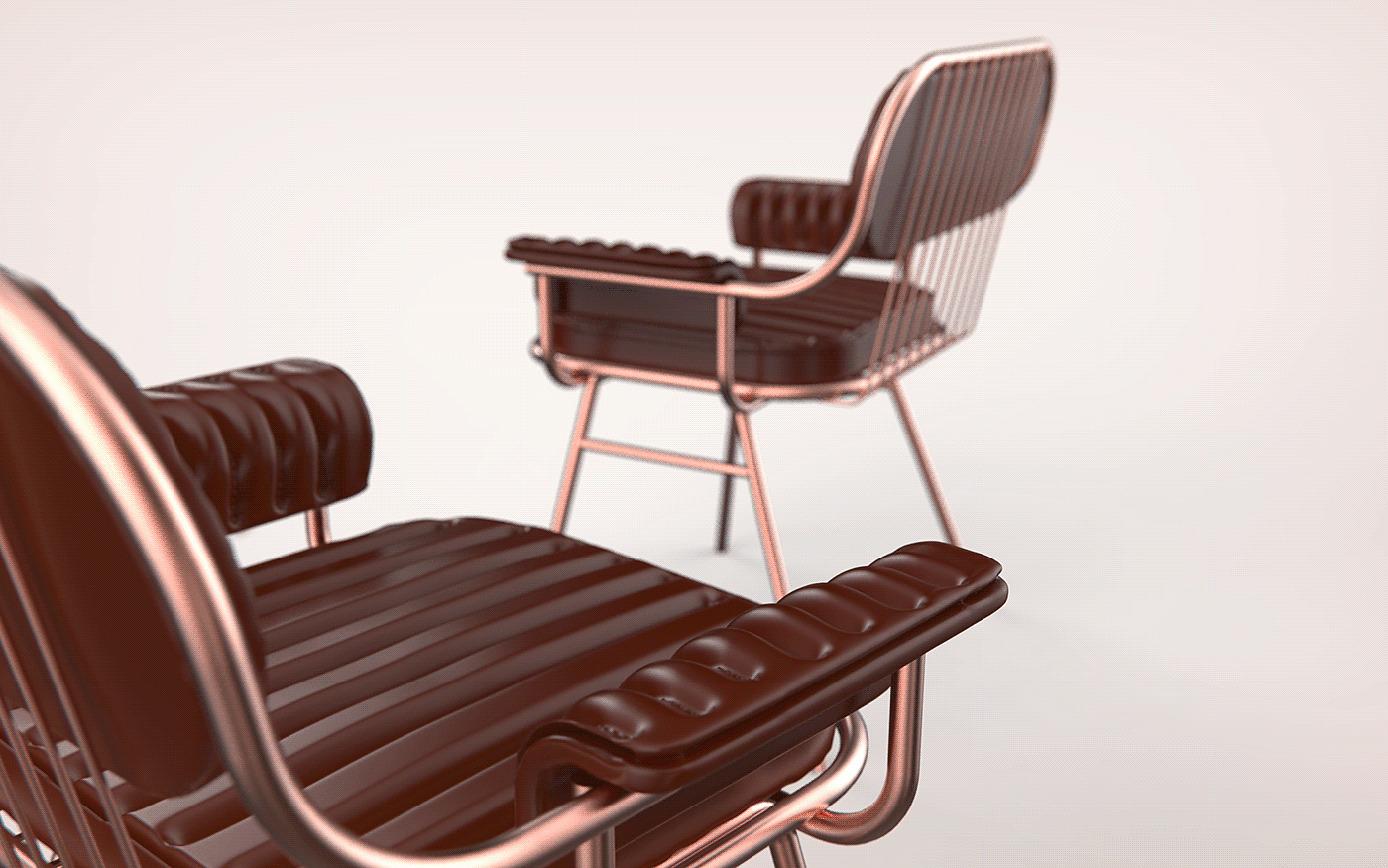 椅子，包豪斯，后现代主义，铜管，皮革，