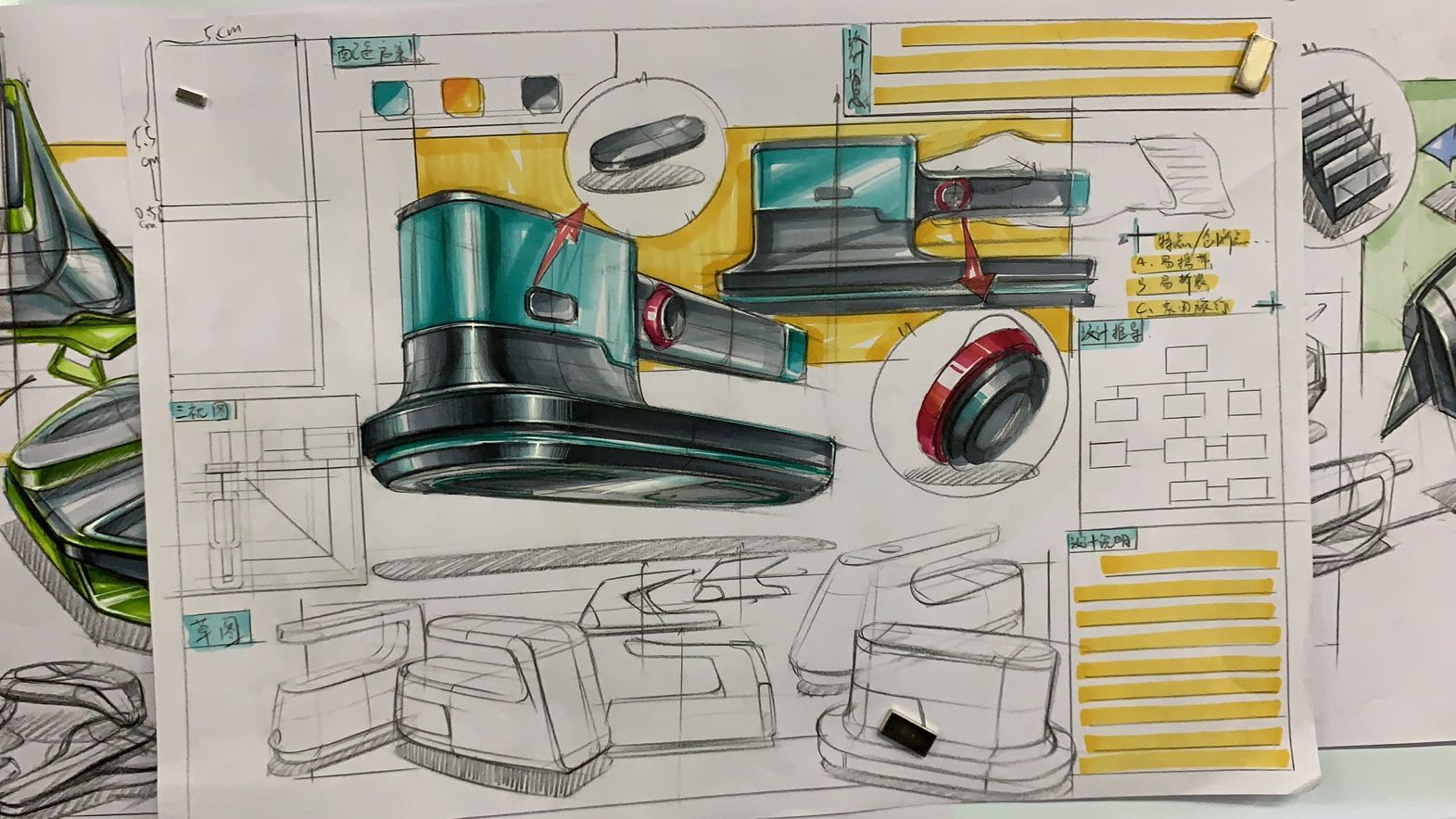 Hand drawn industrial design，