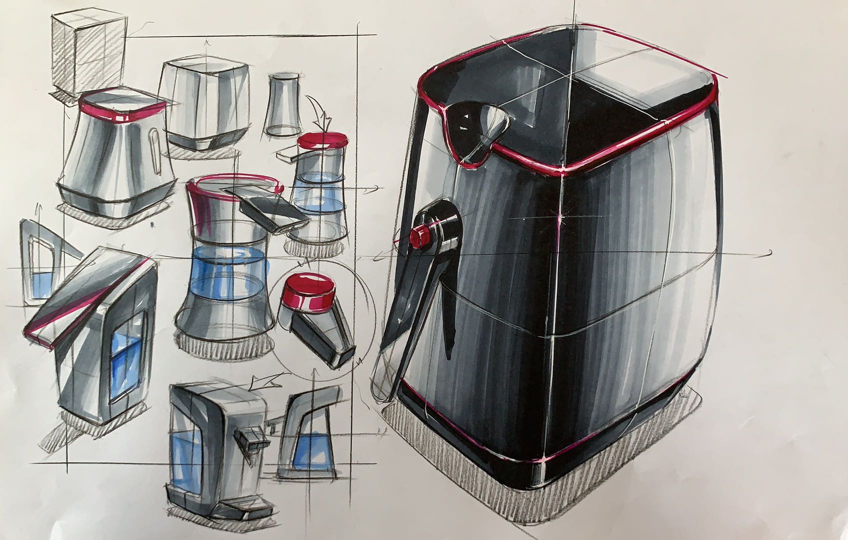 Hand drawn industrial design，