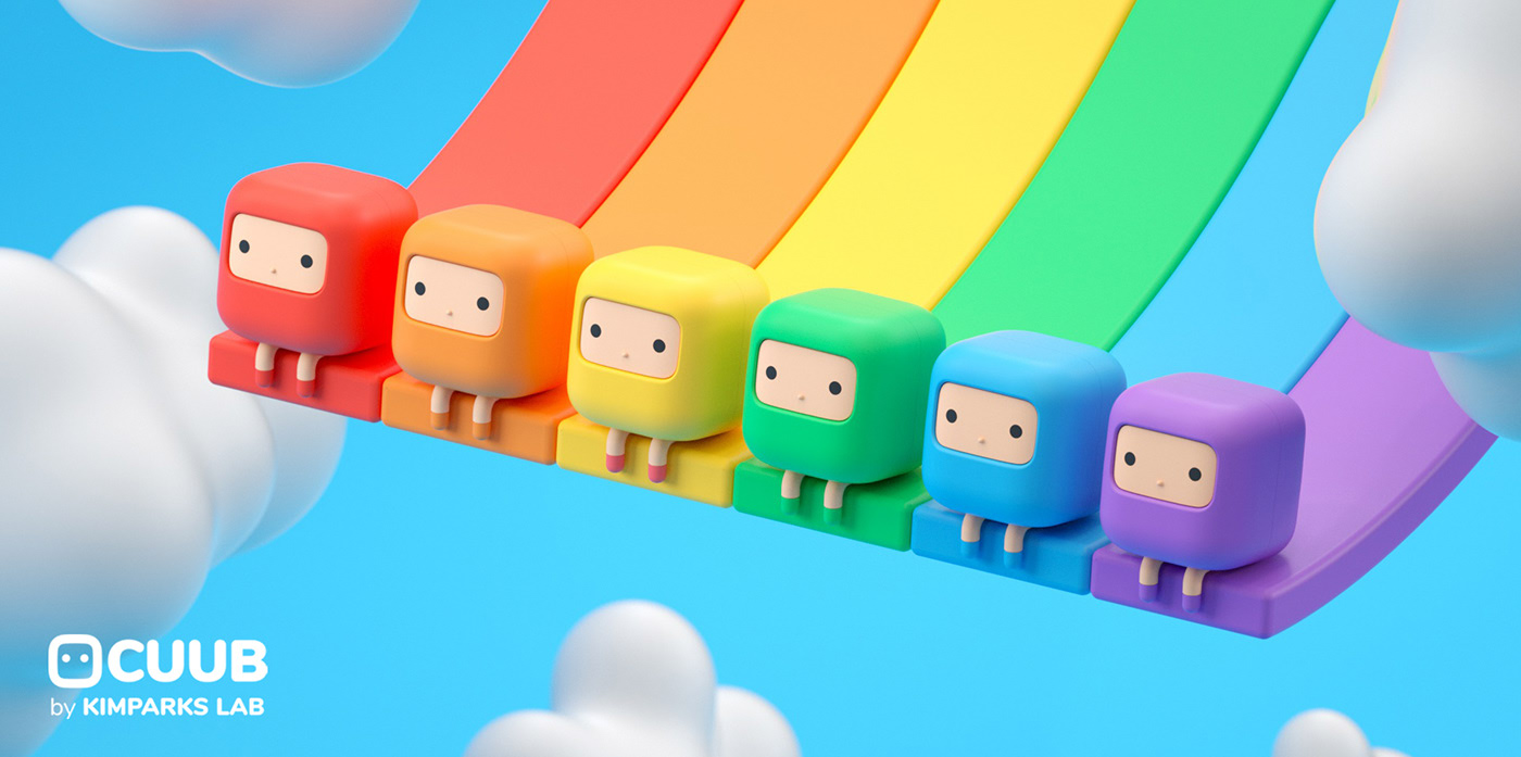 Cuub rainbow，block，Cartoon，Character design，Cube，