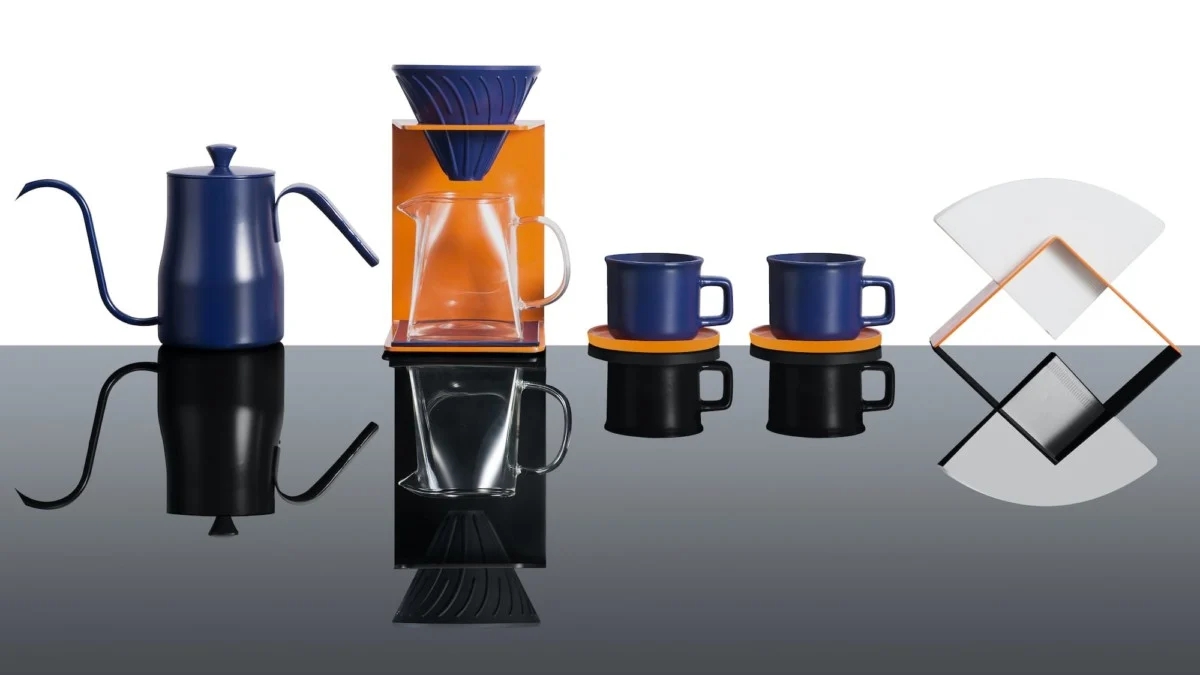 Ninetyº，kettle，Dripper，glass，filter，Coffee suit，modern，