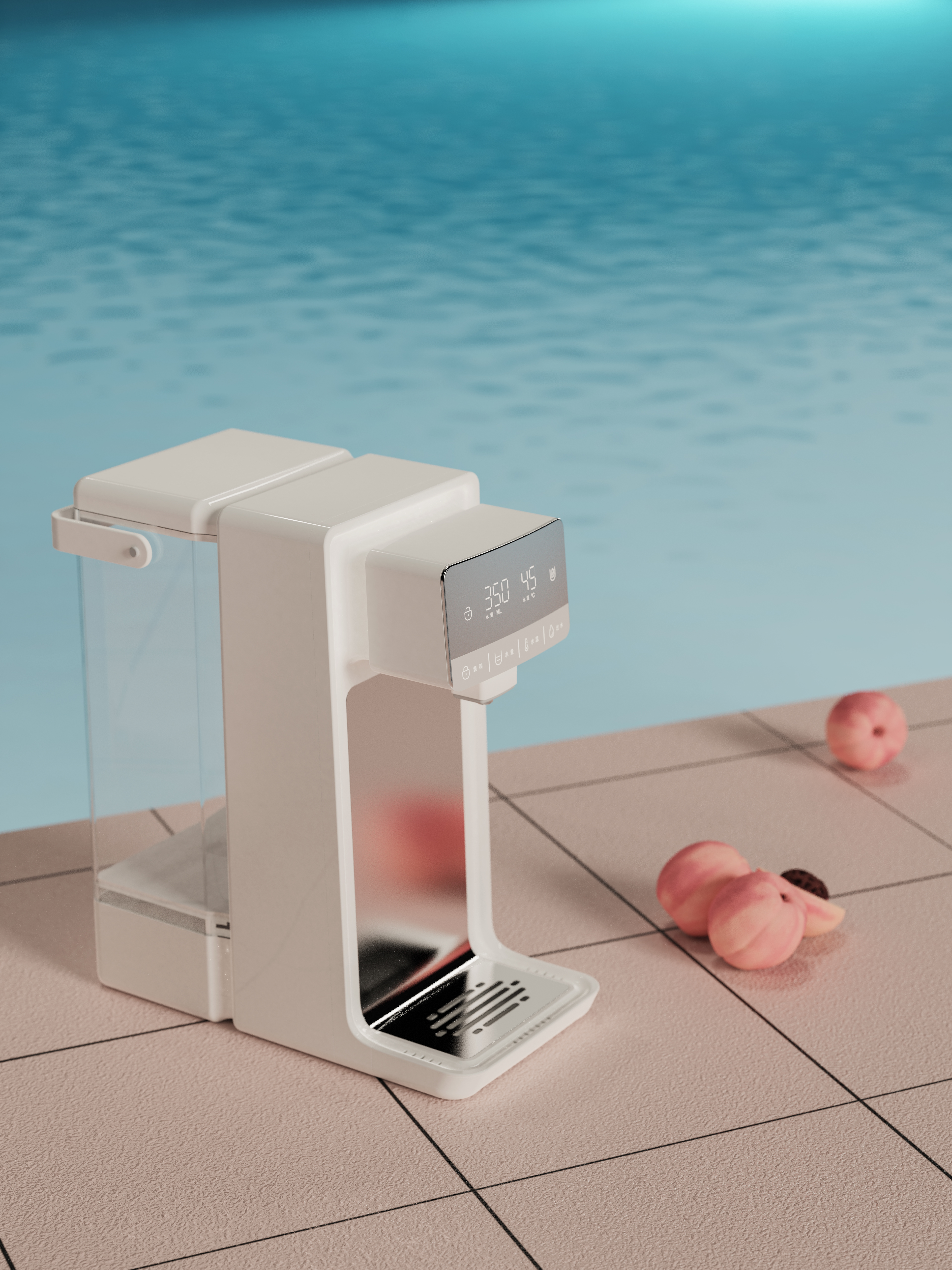 Straight drink machine，Drinking machine，Desktop installation free，Integrated drinking machine，keyshot，Nanfeng industrial design，