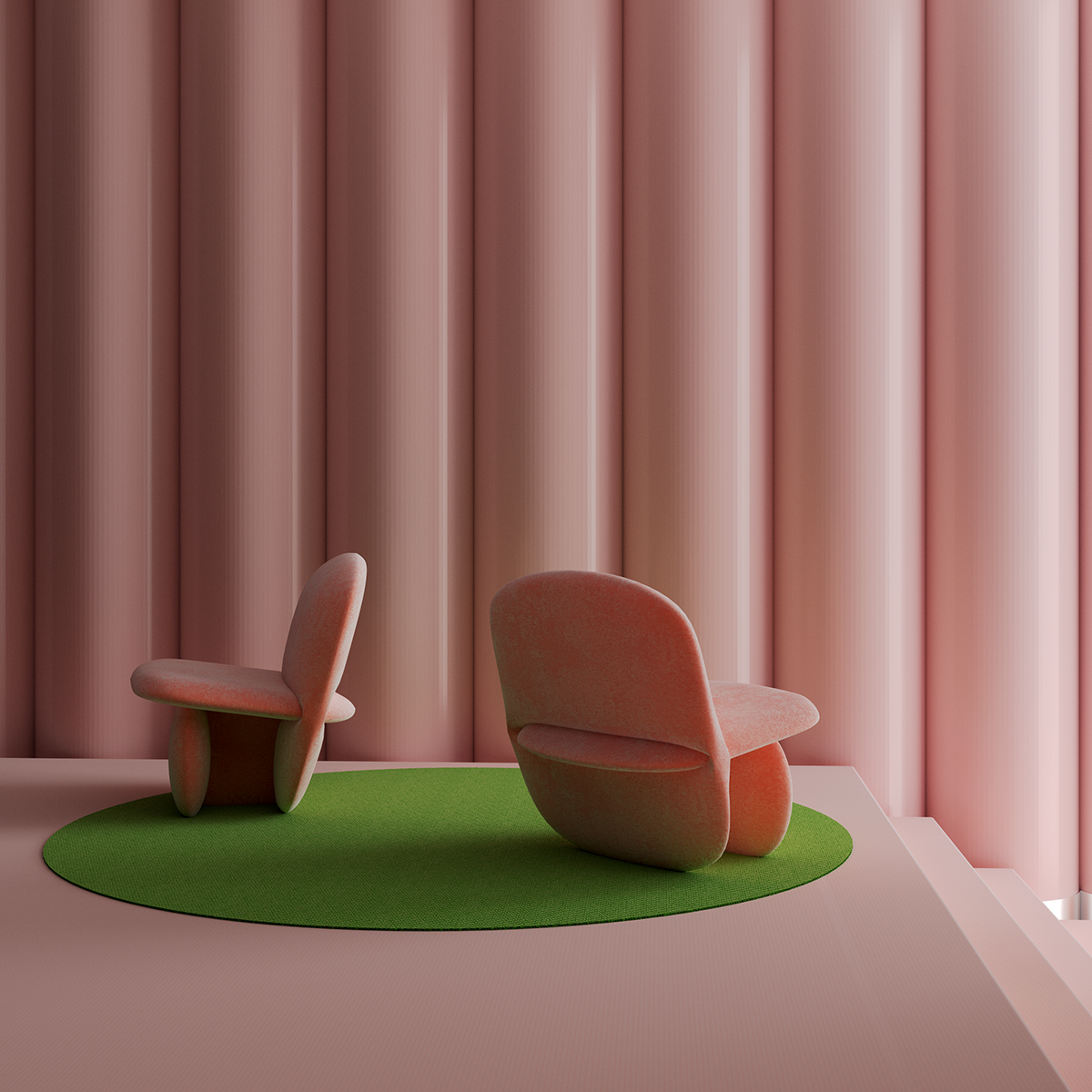 chair，cgi，Minimalism，Set design，