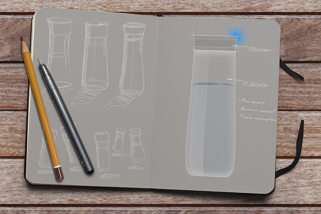 product design，industrial design，Water cup，intelligence，remind，