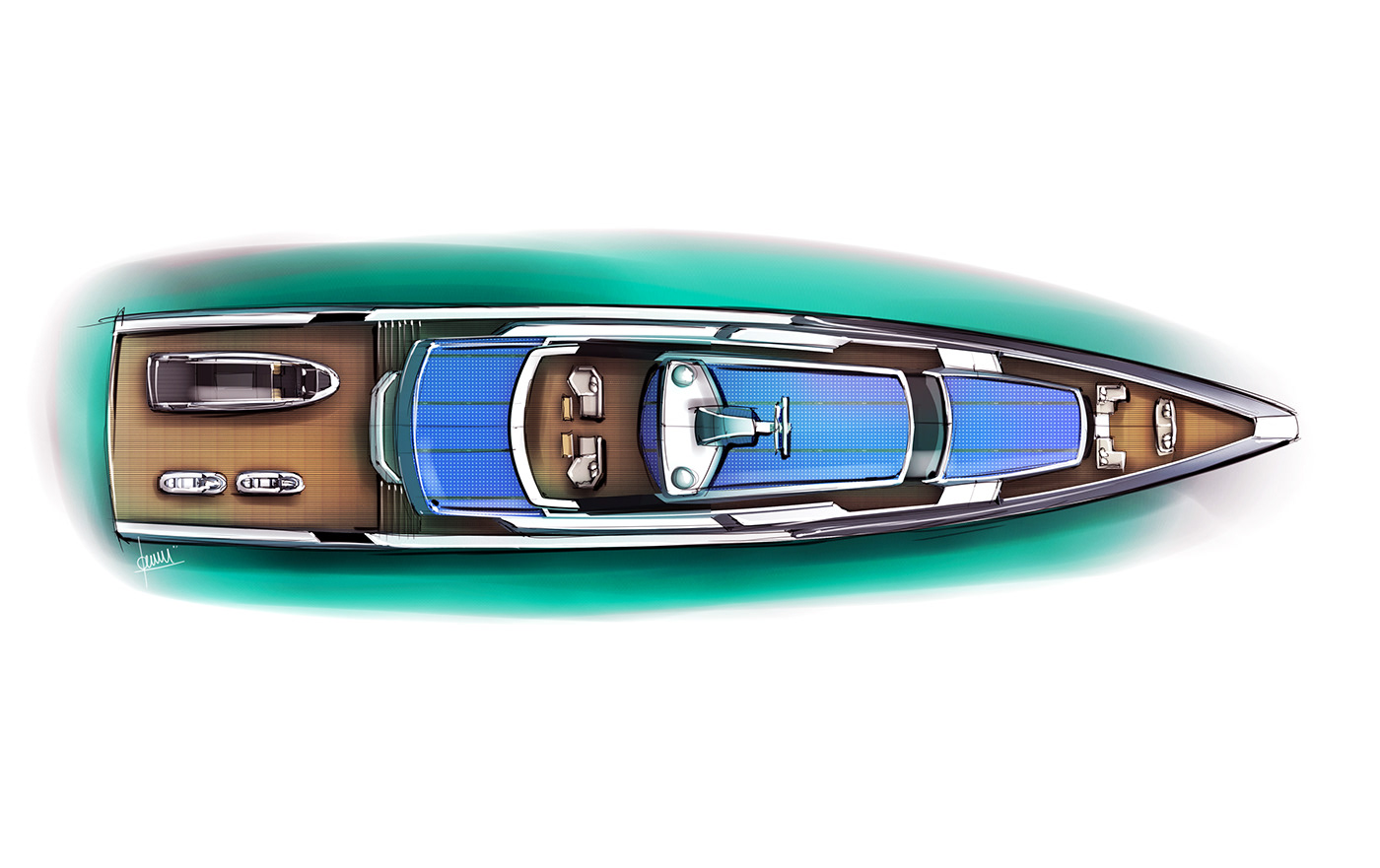 yacht，Oceania，Hand drawn，Cool，