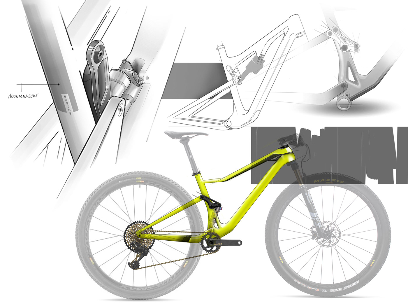 Bicycle，Hand drawn，modeling，Mountain bike，