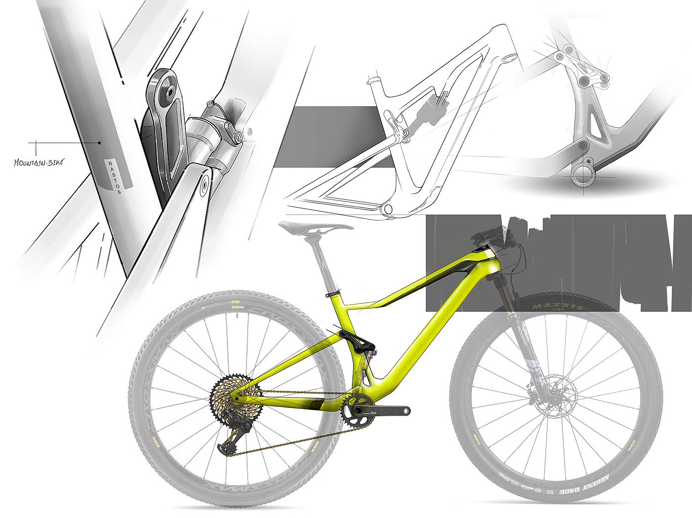 Bicycle，Hand drawn，modeling，Mountain bike，