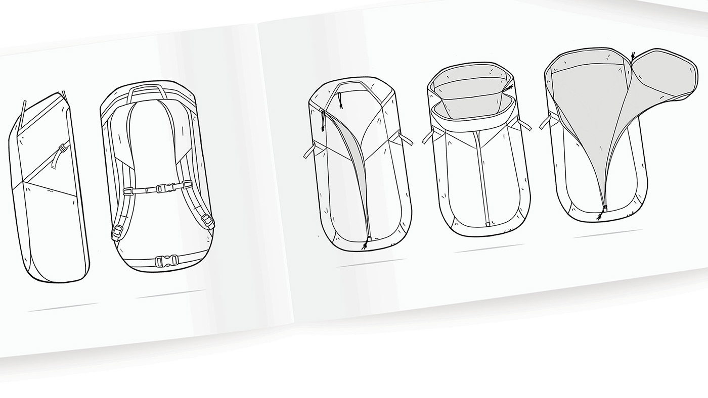 knapsack，motion，outdoors，travel，Hand drawn，