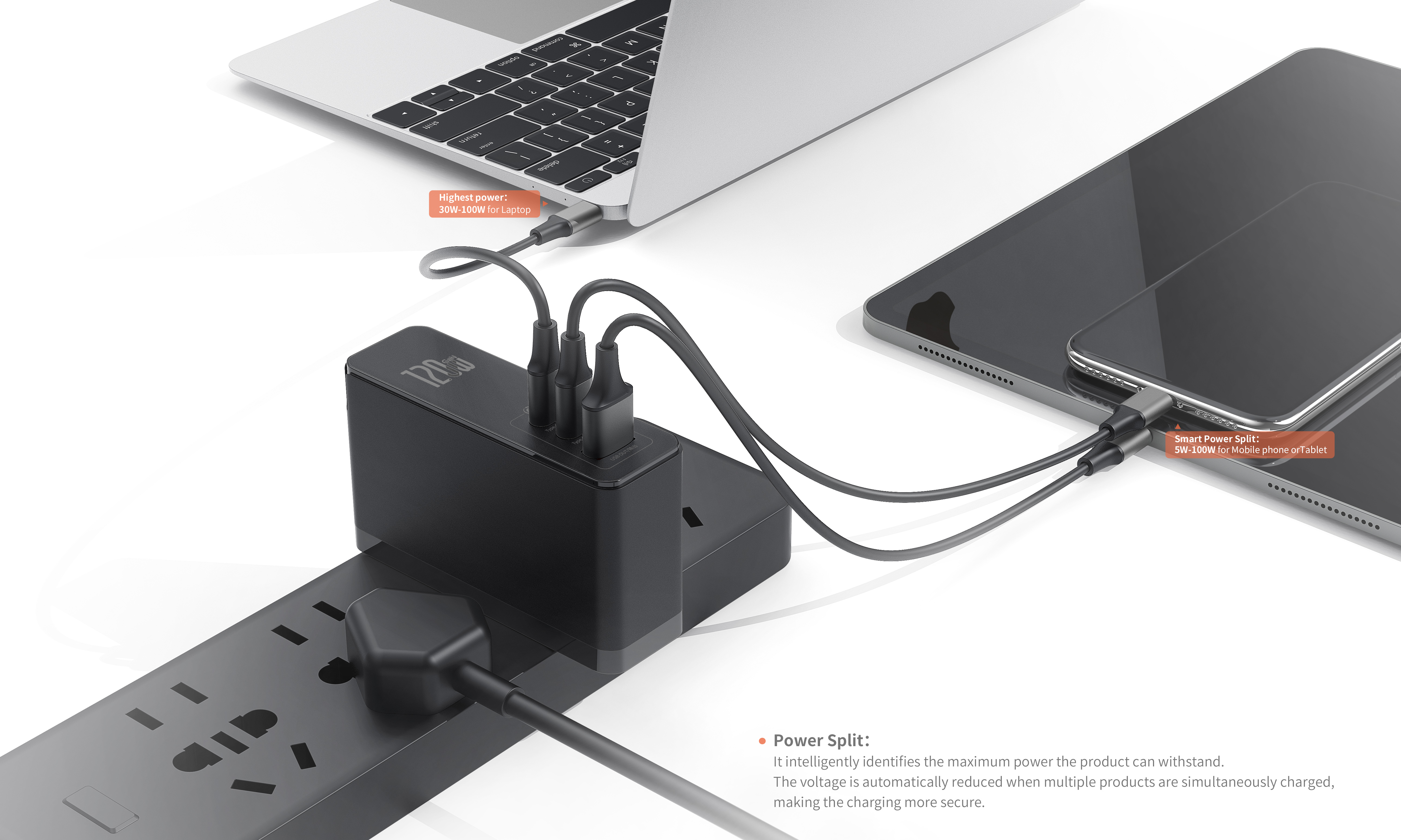 Charger，Gallium nitride，120W，high-power，Super fast charging，Adapter，