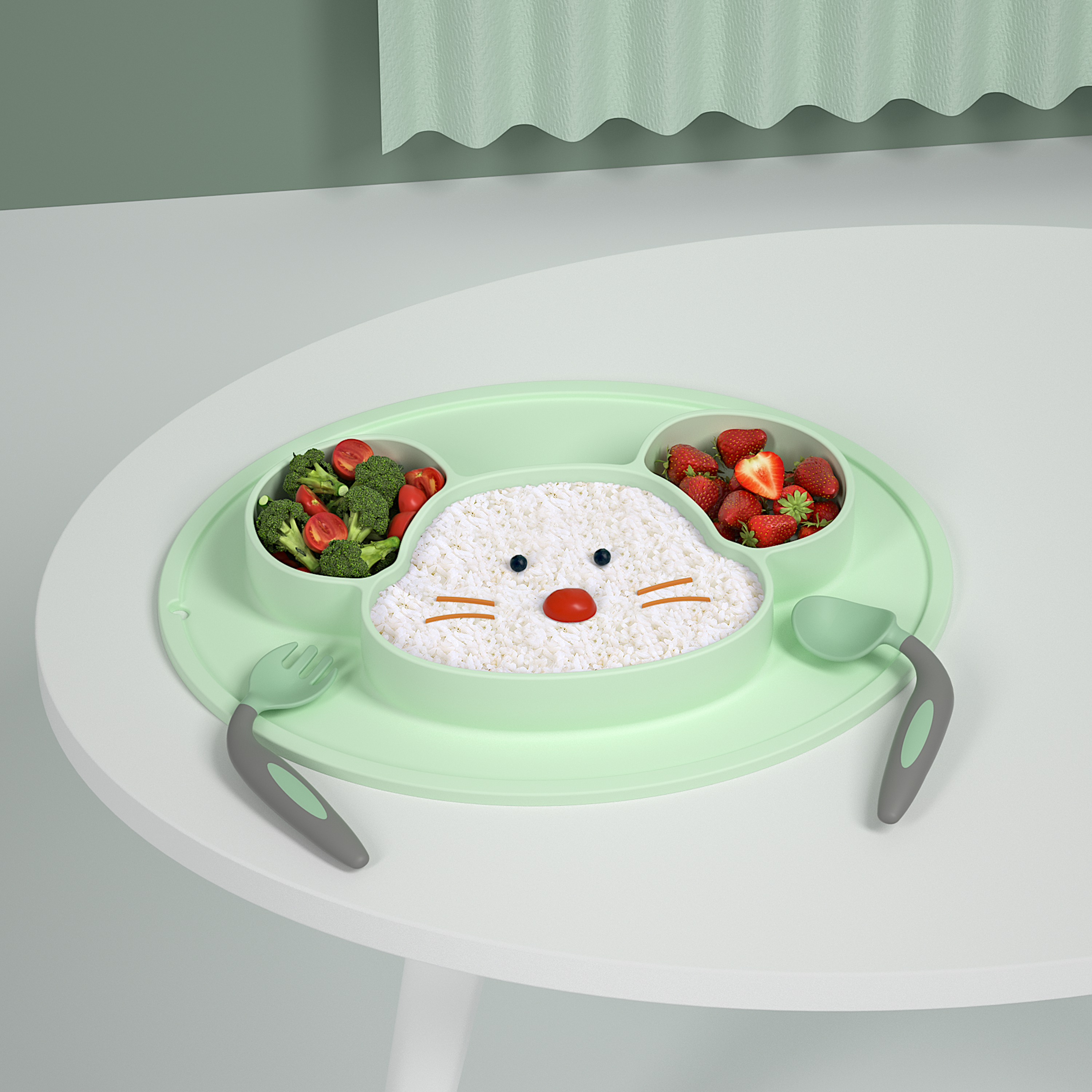 Cute fun，mouse，silica gel，sucker，bowl，