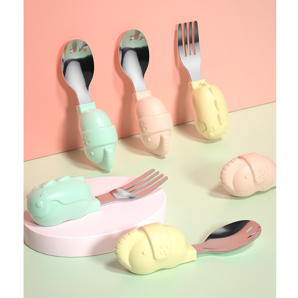 Cute fun，elephant，Monster，silica gel，Metal，Fork spoon，