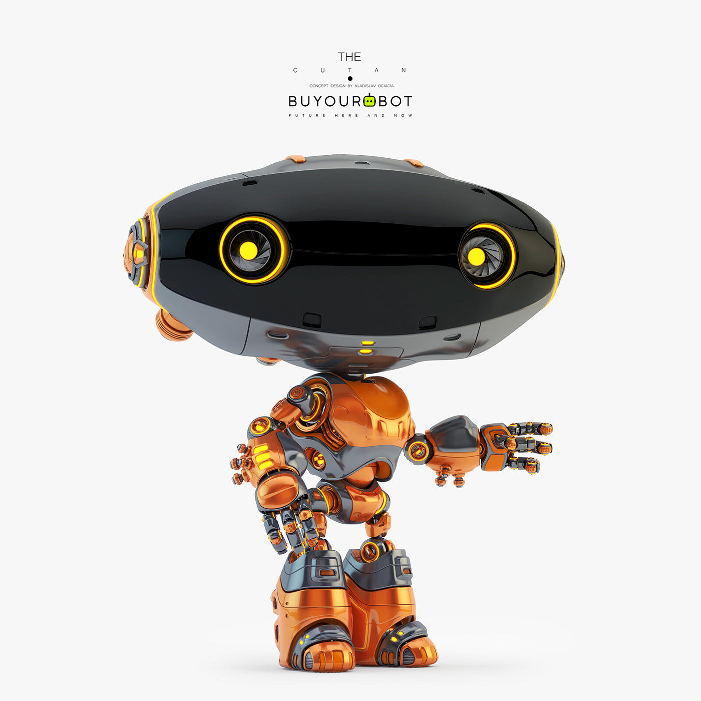 机器人，玩具，可爱，科幻，橙色，