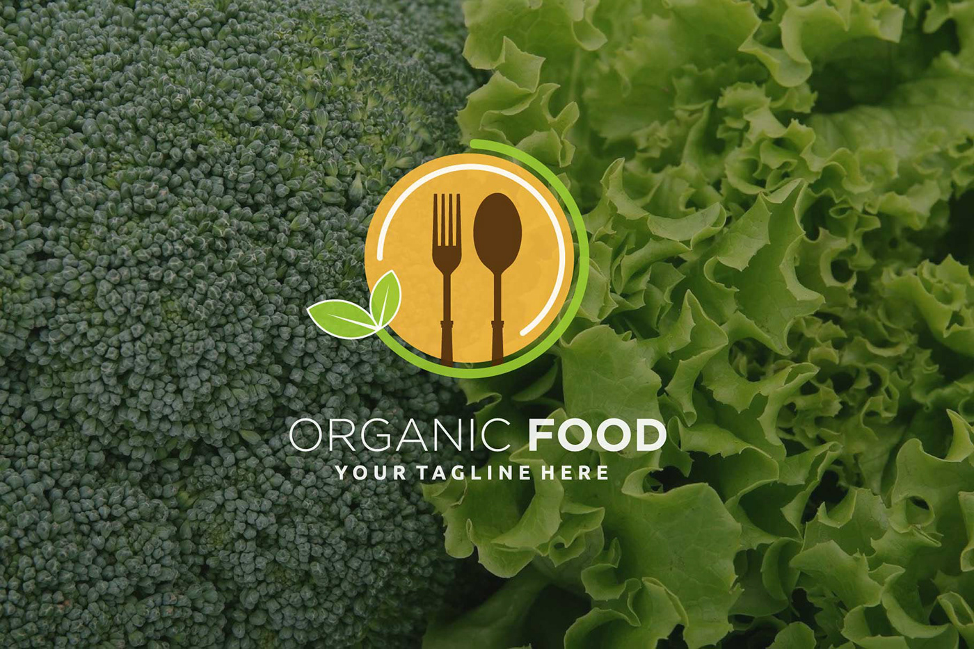 Organic food leaf spoon fork plate circle logo design - 普象网