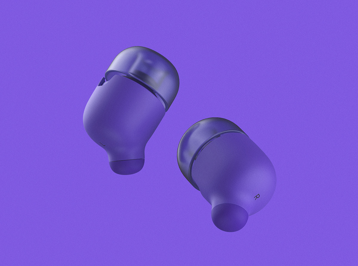 In ear headphones，BUDS，Render，modeling，Hand drawn，