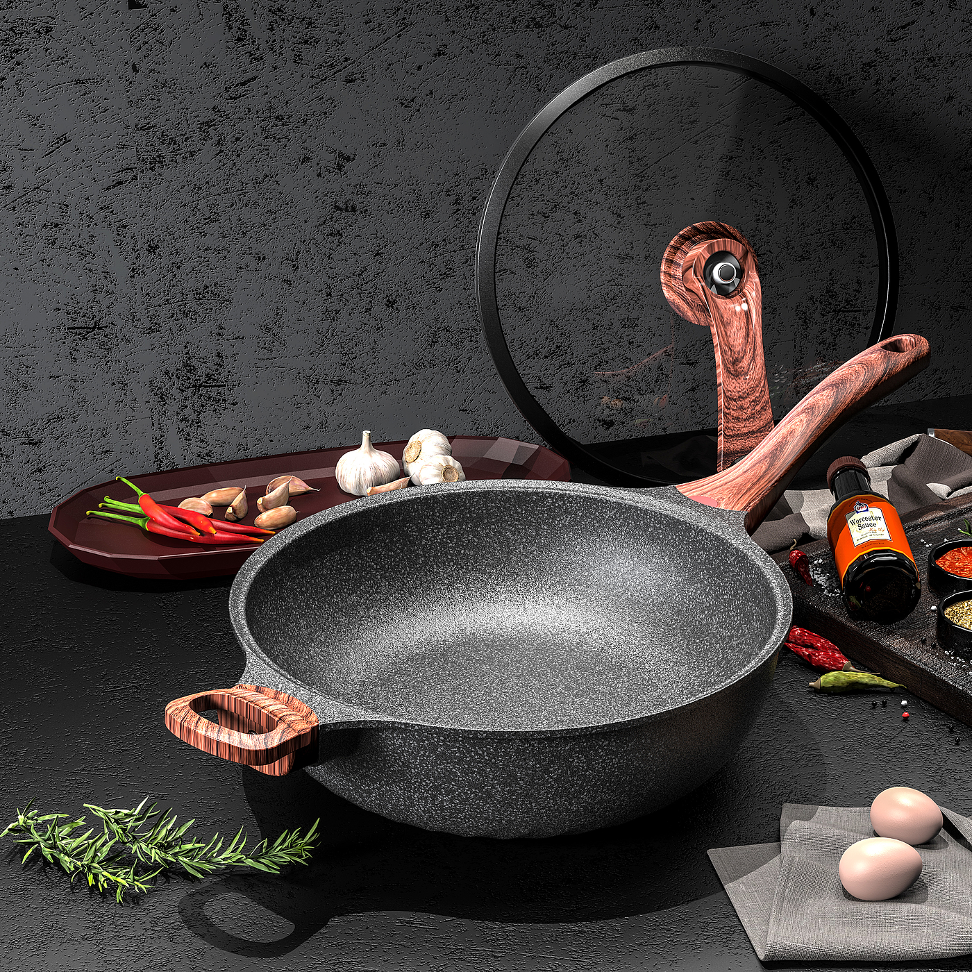 Kitchen product rendering，Rendering of kitchen utensils，Yiming design product rendering，