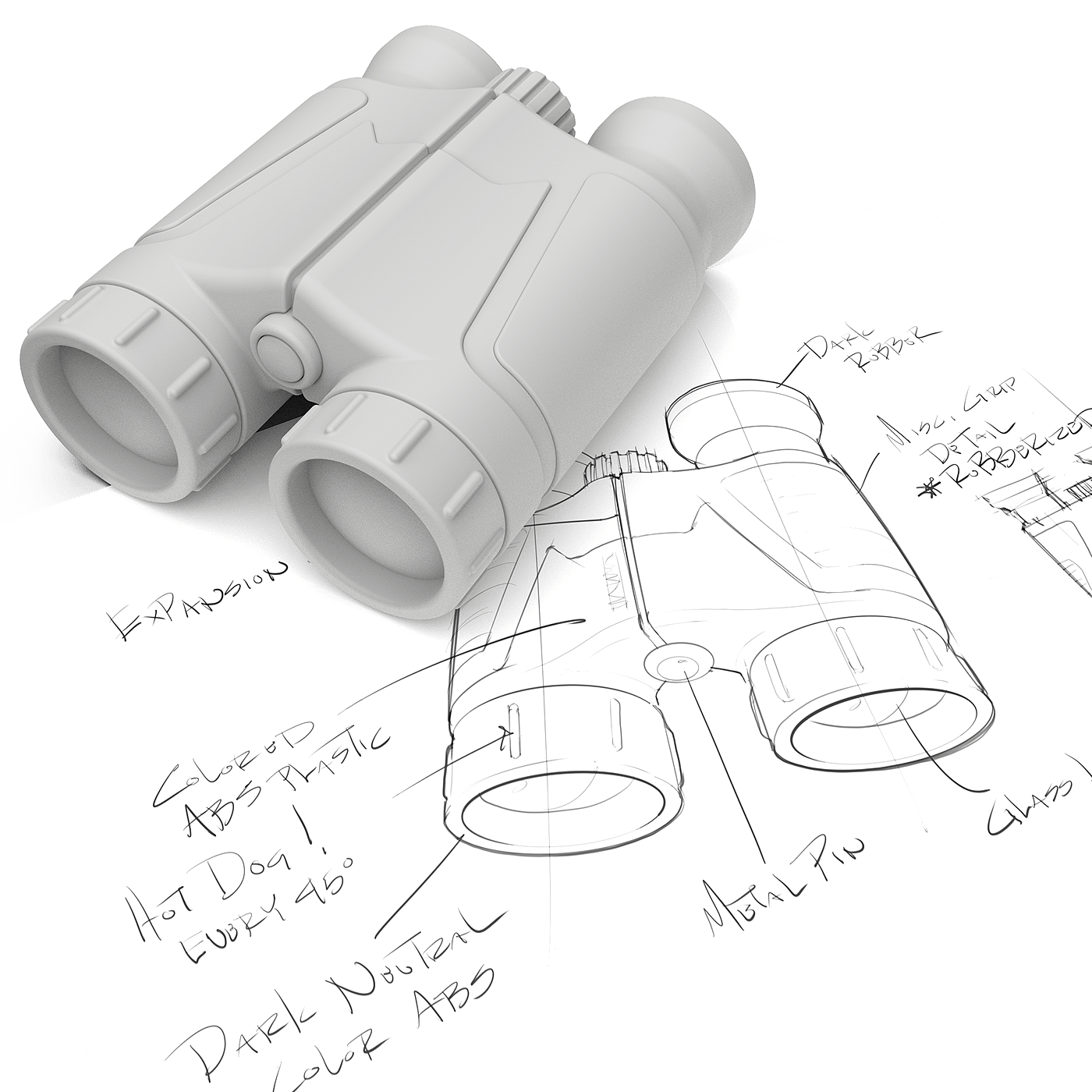 Hand drawn，Render，telescope，Rendering skills，