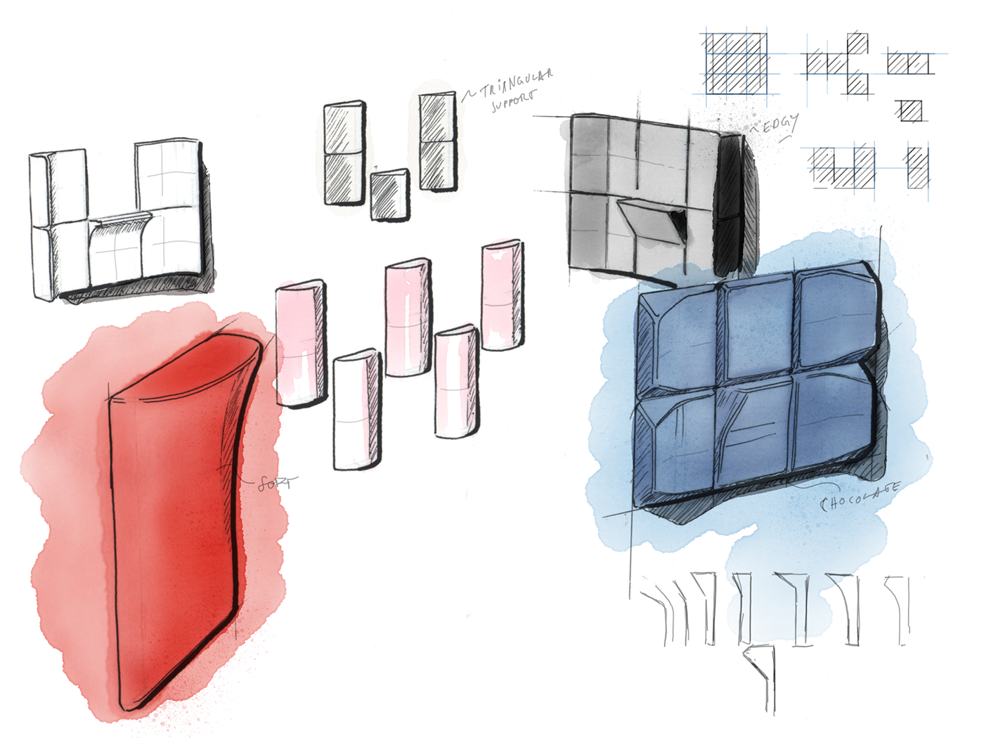 Landing，Side table，wall，