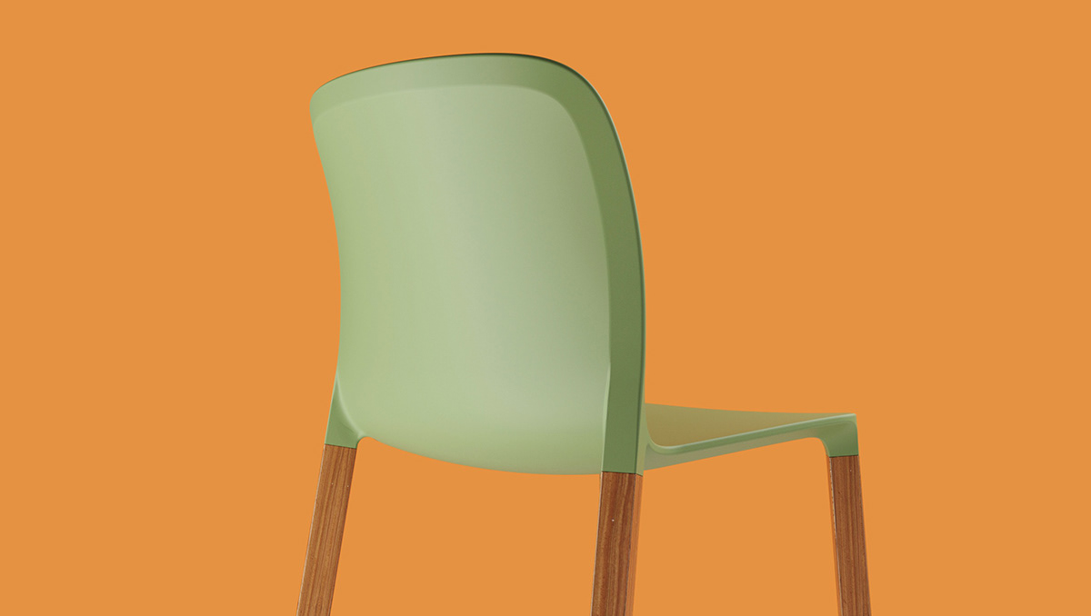 MASH，Wooden chair，polypropylene，Stack，