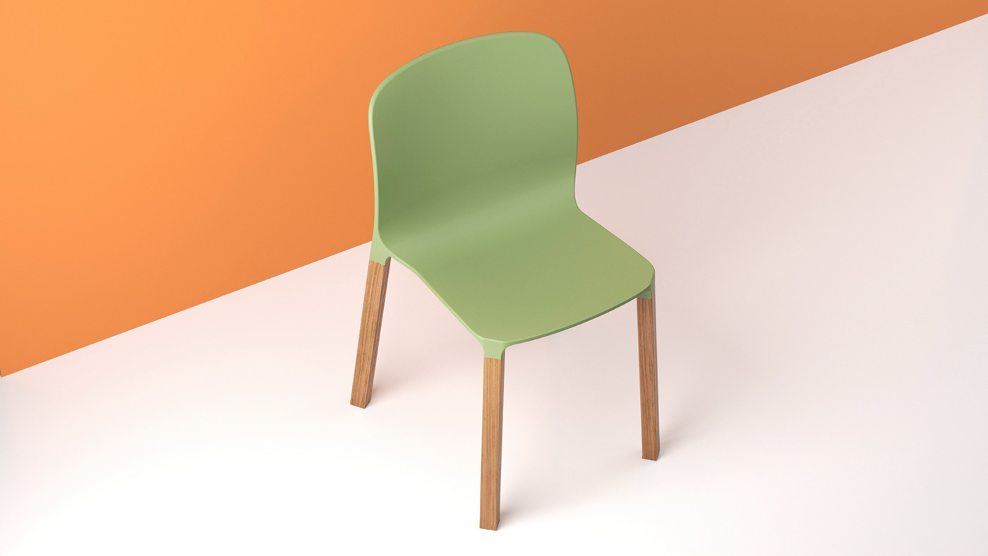 MASH，Wooden chair，polypropylene，Stack，