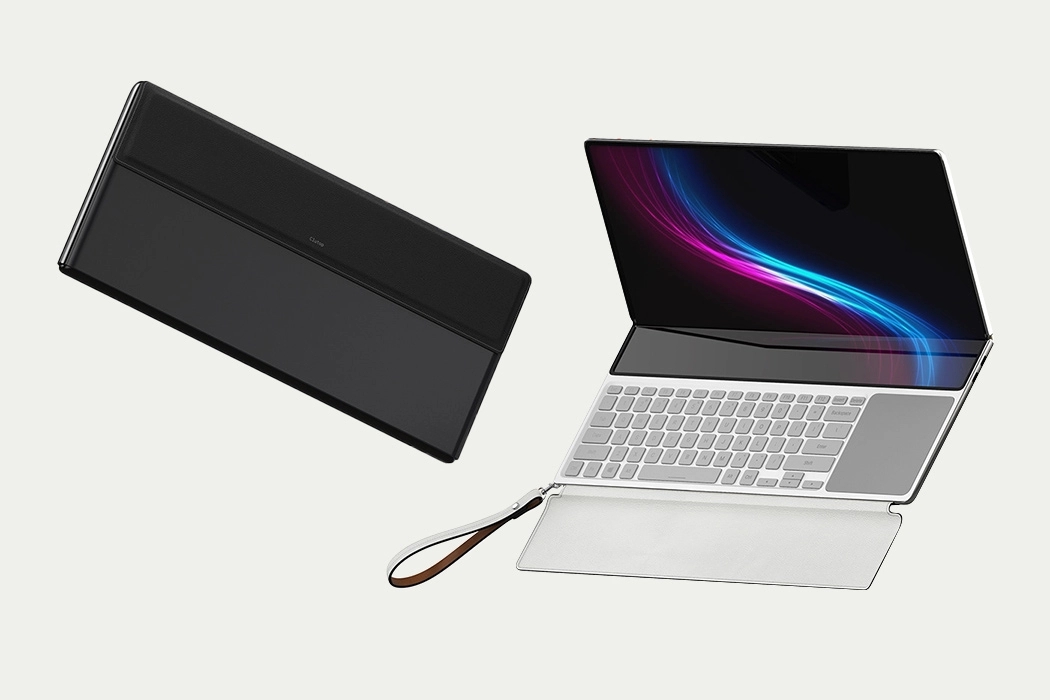 notebook，clutch bag，computer，fold，