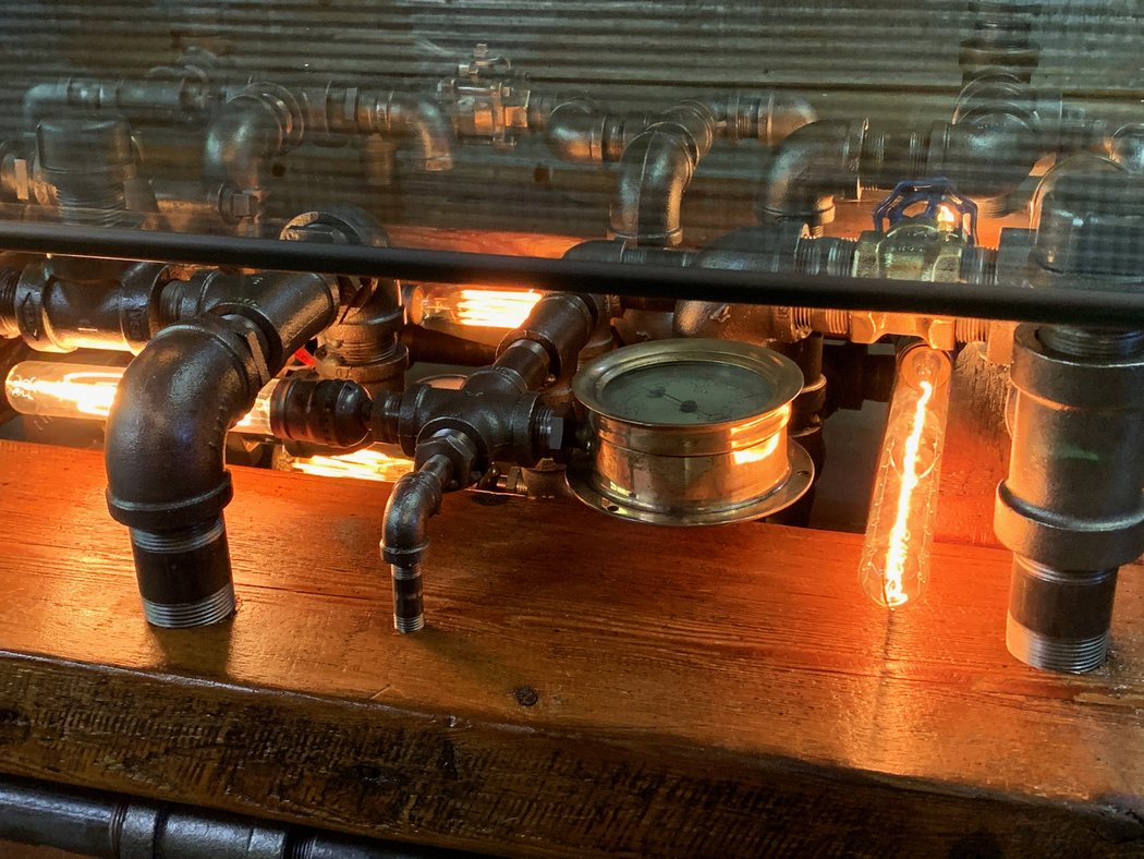 Coffee table，Steampunk，tea table，Lamp tube，Glass，STEAMPUNK，