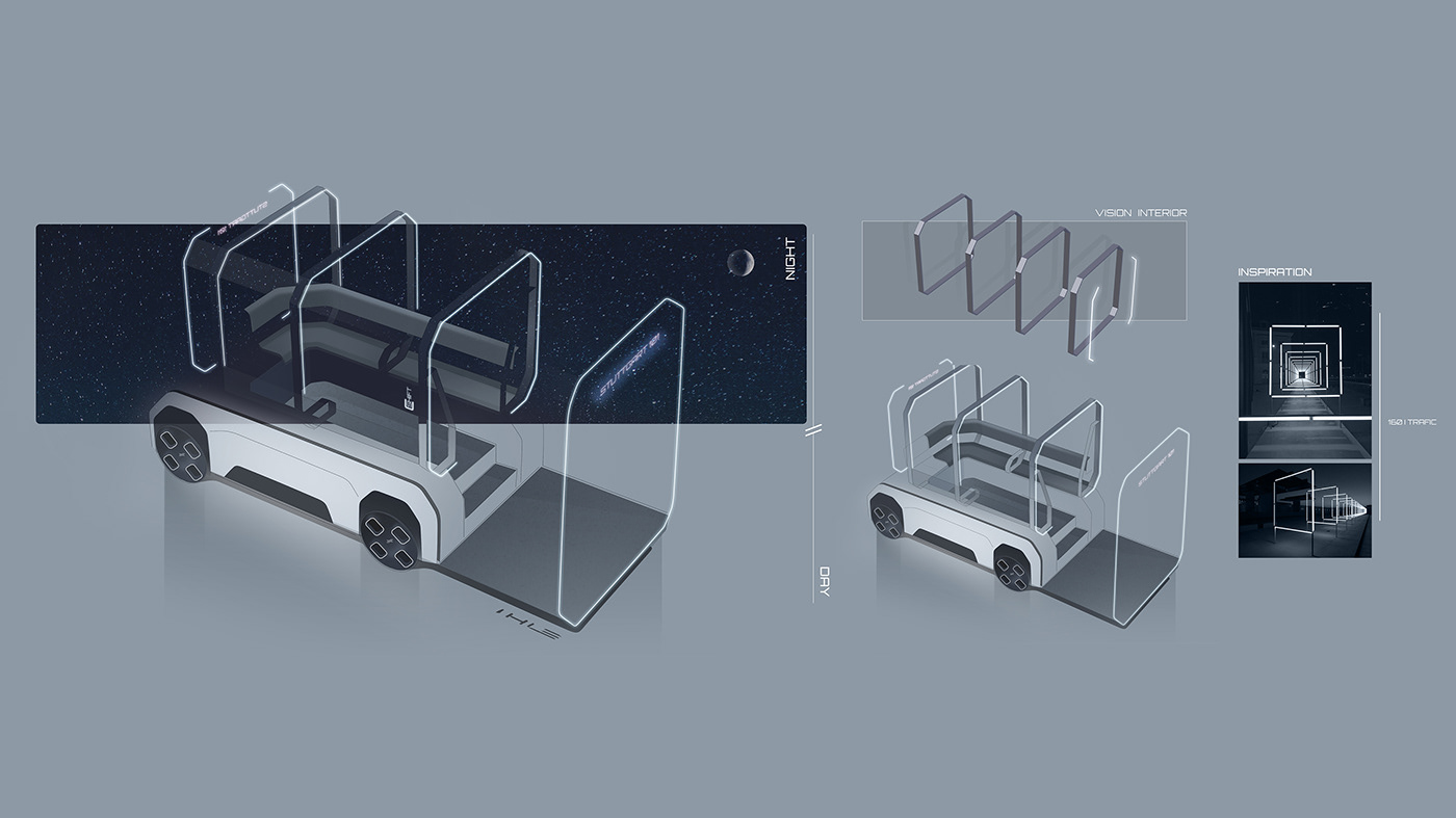 Driverless，Electric，automobile，U-Shift，concept，modularization，