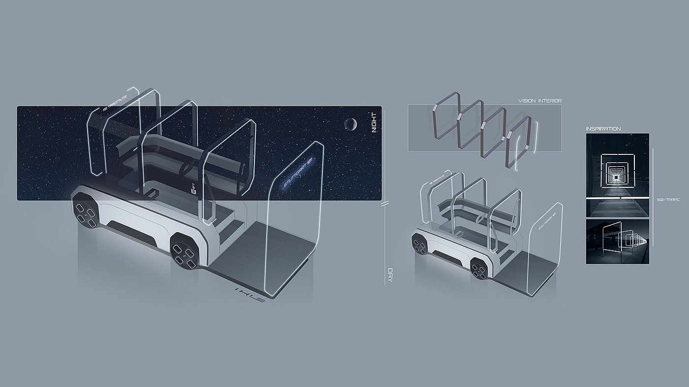 Driverless，Electric，automobile，U-Shift，concept，modularization，