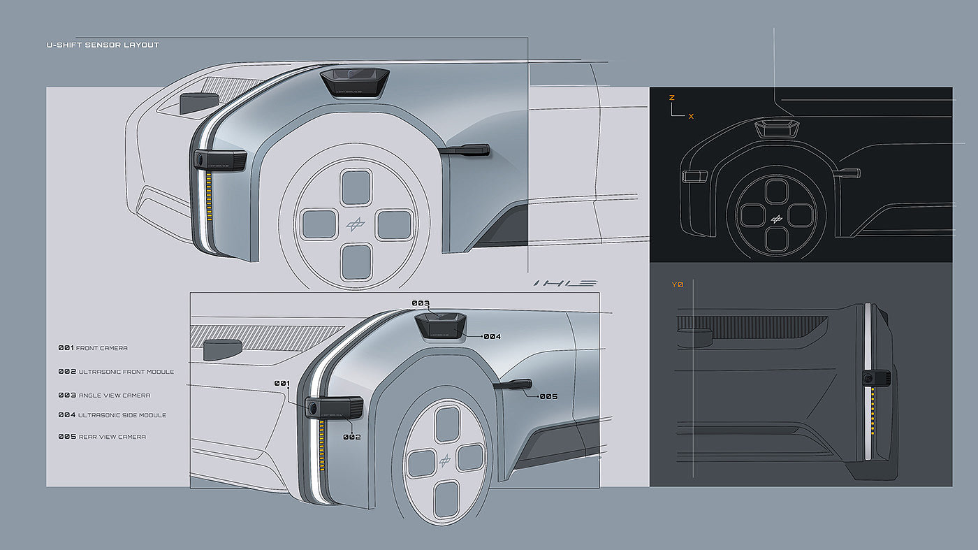 Driverless，Electric，automobile，U-Shift，concept，modularization，