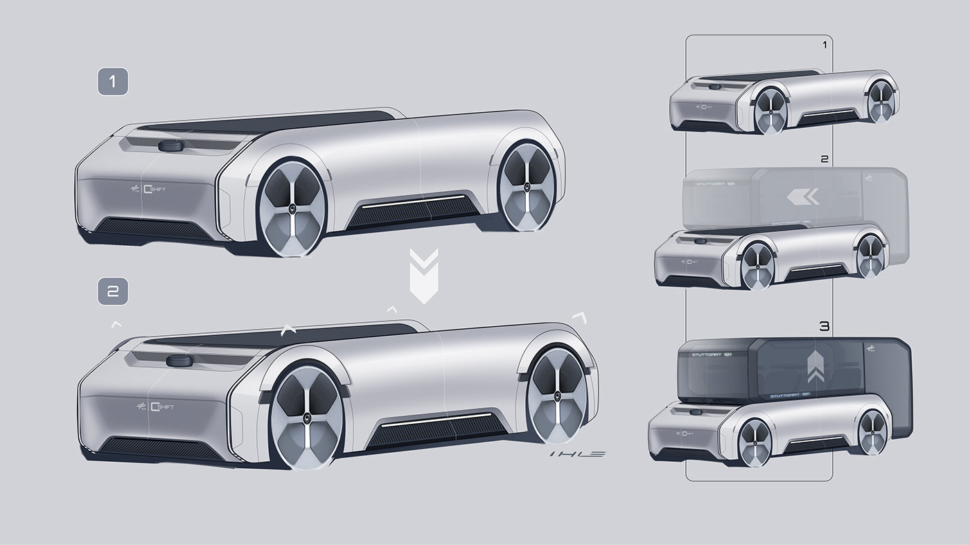 Driverless，Electric，automobile，U-Shift，concept，modularization，