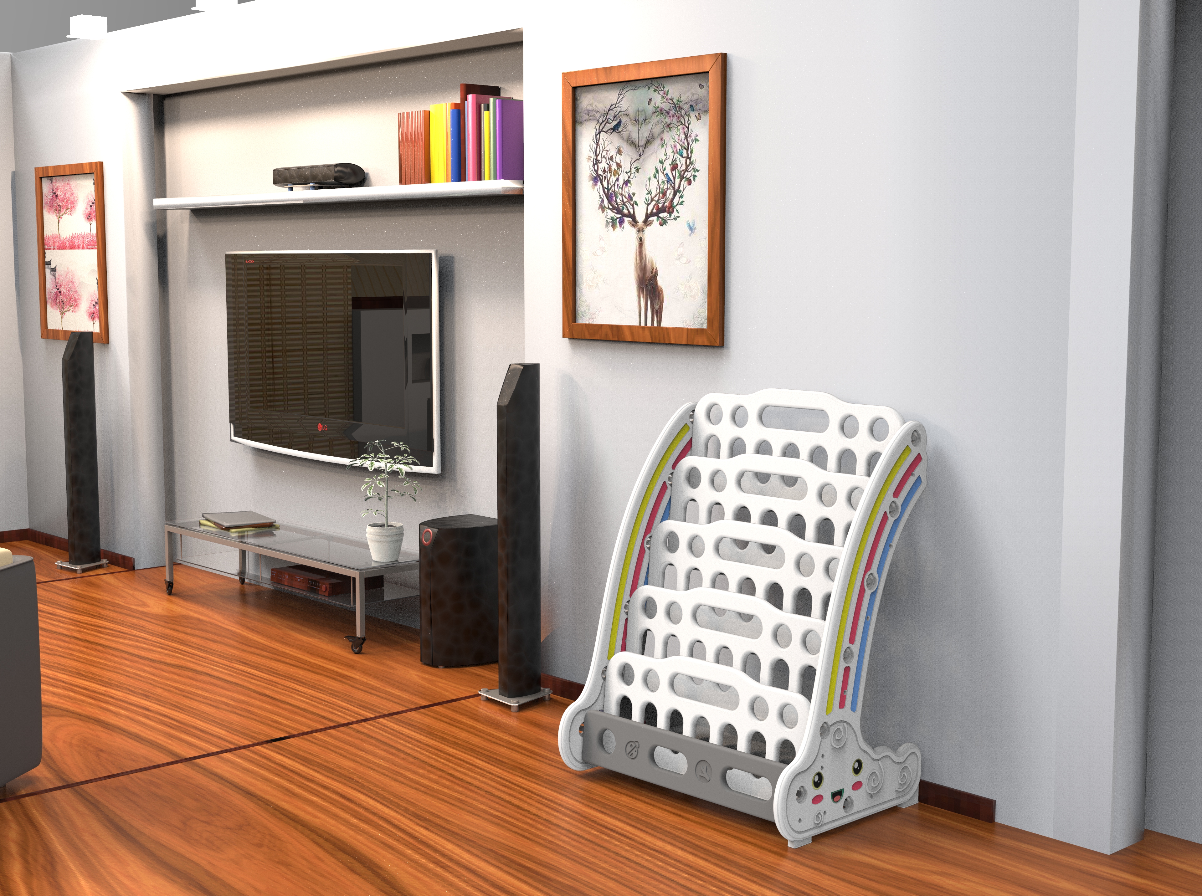 Children bookshelf，rainbow，