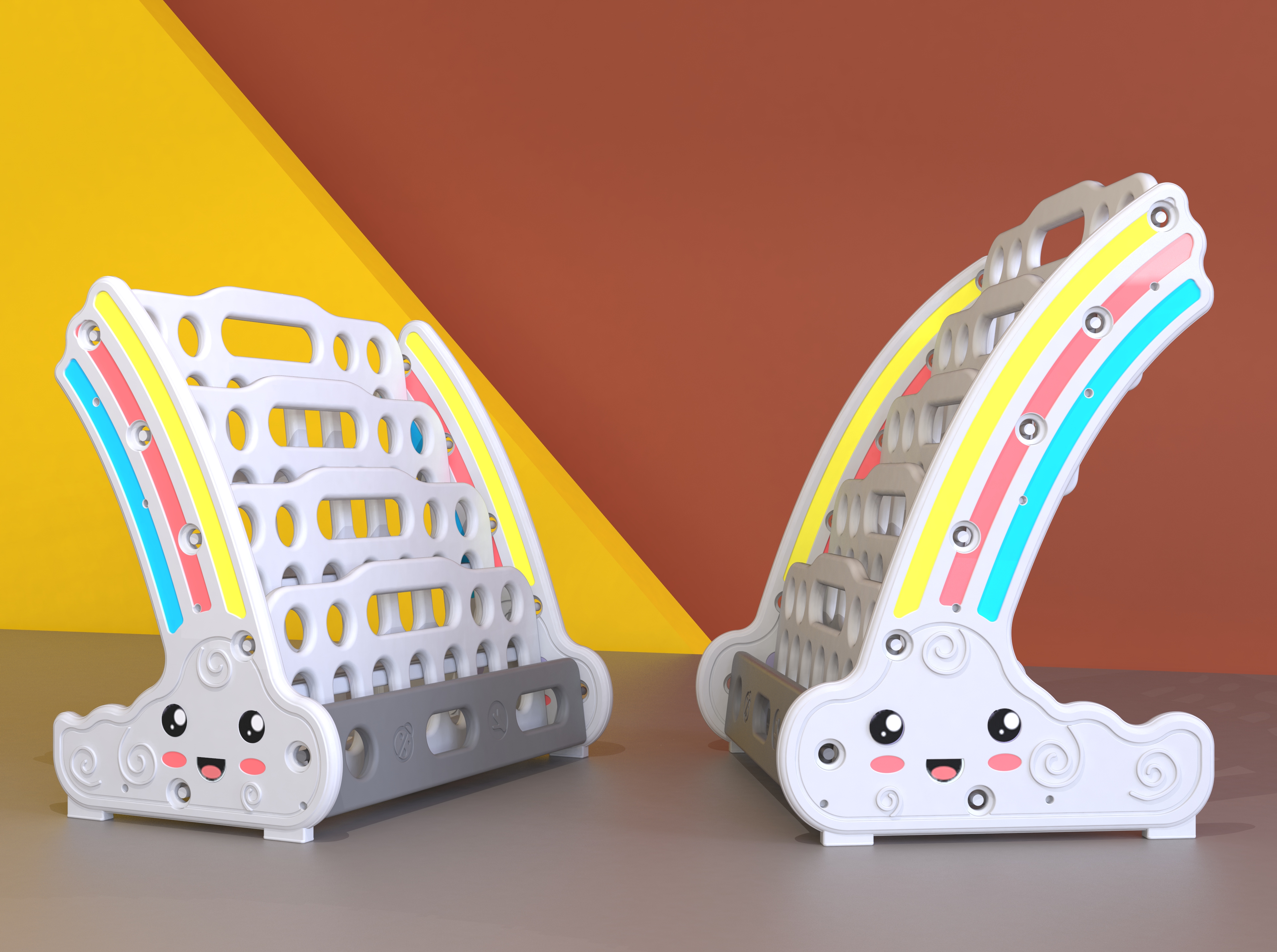 Children bookshelf，rainbow，