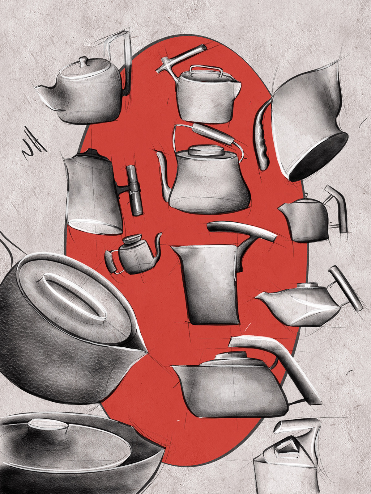 kettle，quiet，iron，black，