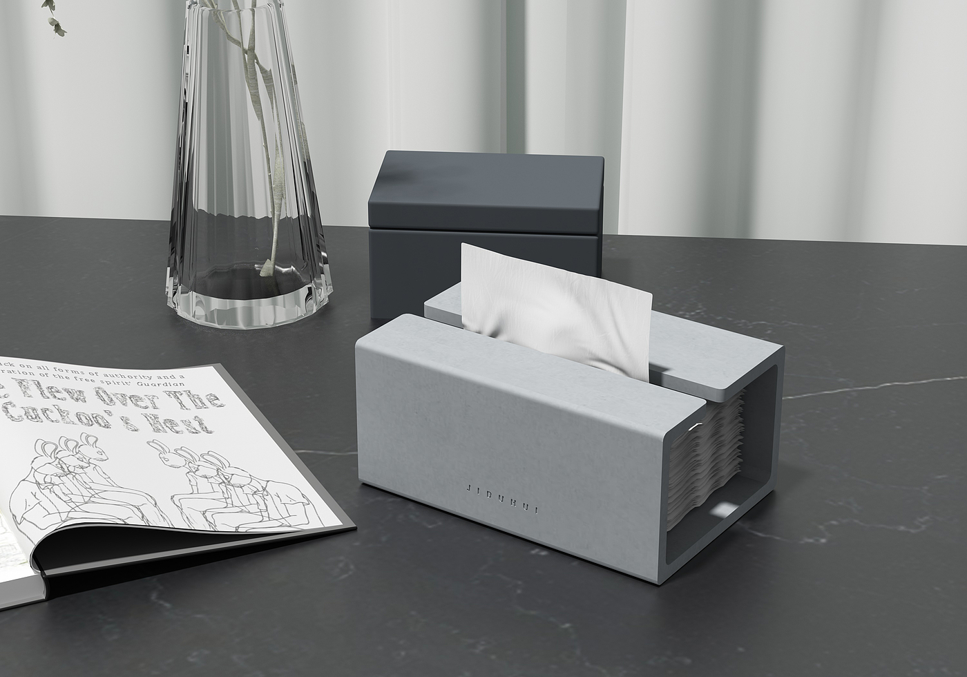 Several degrees grey home，Cement tissue box，Original design，