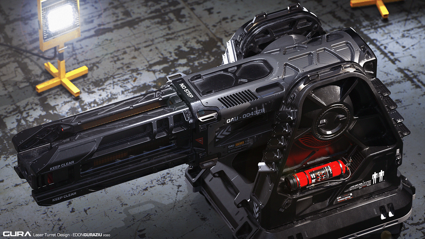 Laser turret，curriculum，Laser Turret，Render，MOI3D，keyshot，ps，