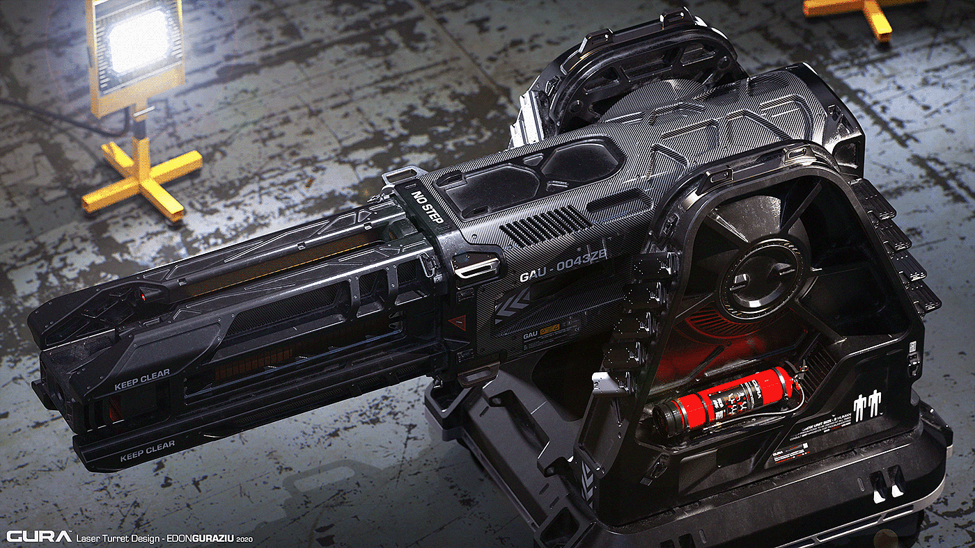 Laser turret，curriculum，Laser Turret，Render，MOI3D，keyshot，ps，