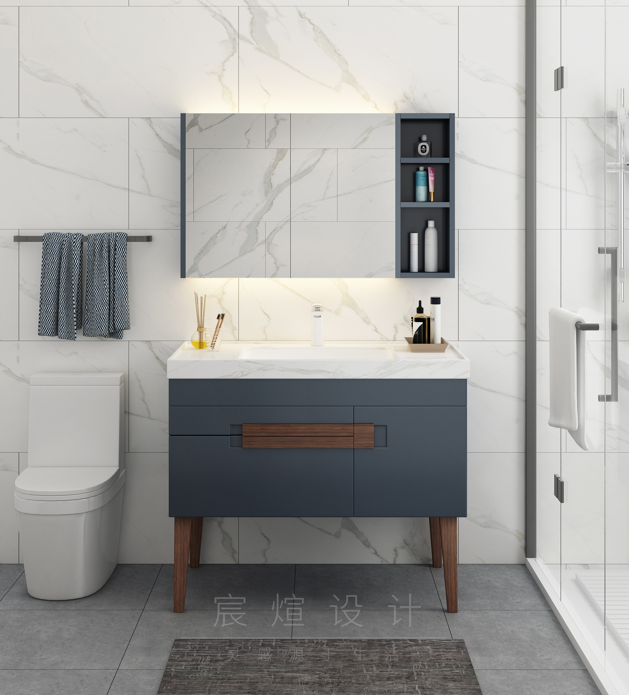 furniture，Bathroom modeling and rendering，modern，Light luxury，