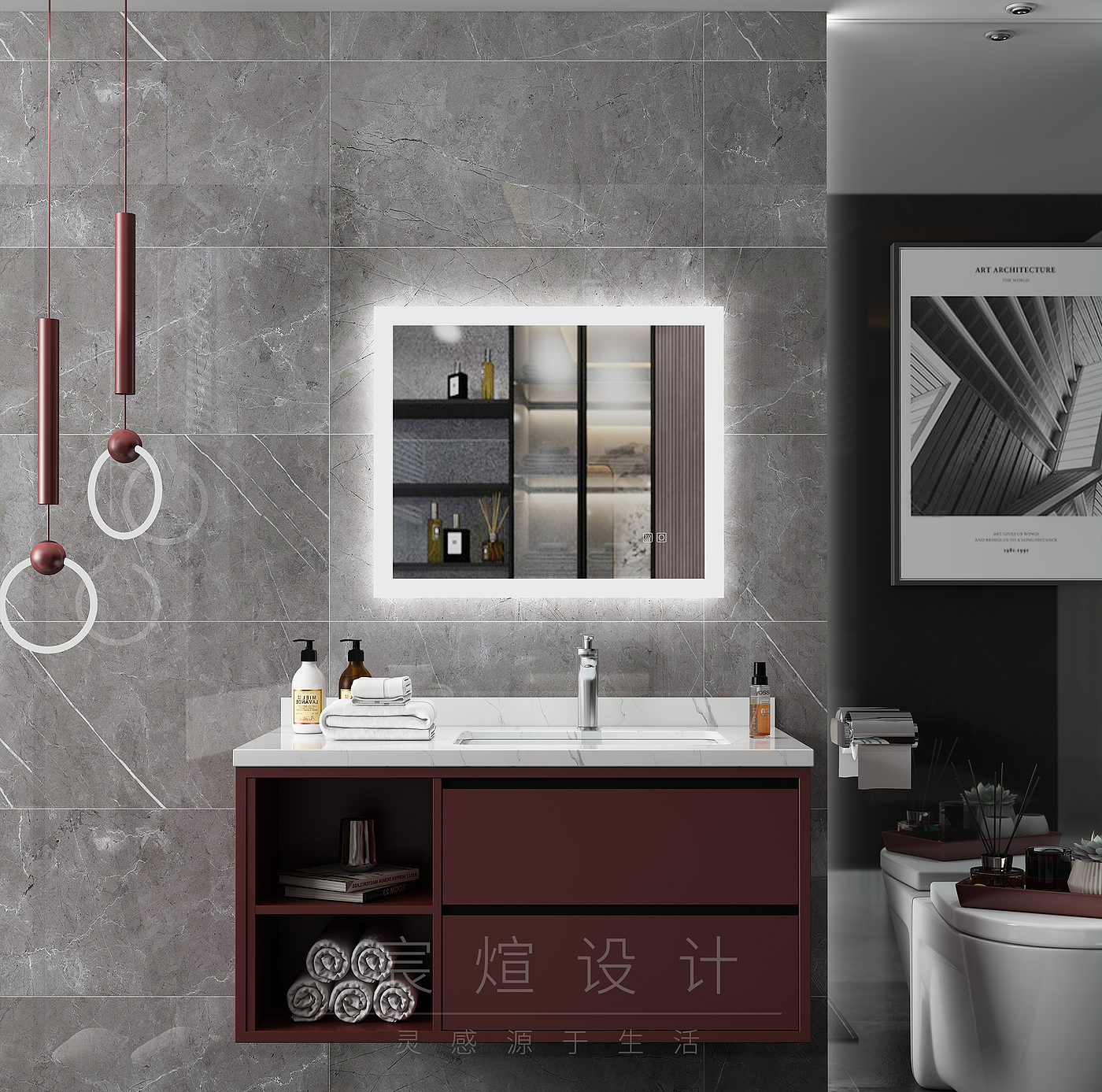 furniture，Bathroom modeling and rendering，modern，Light luxury，