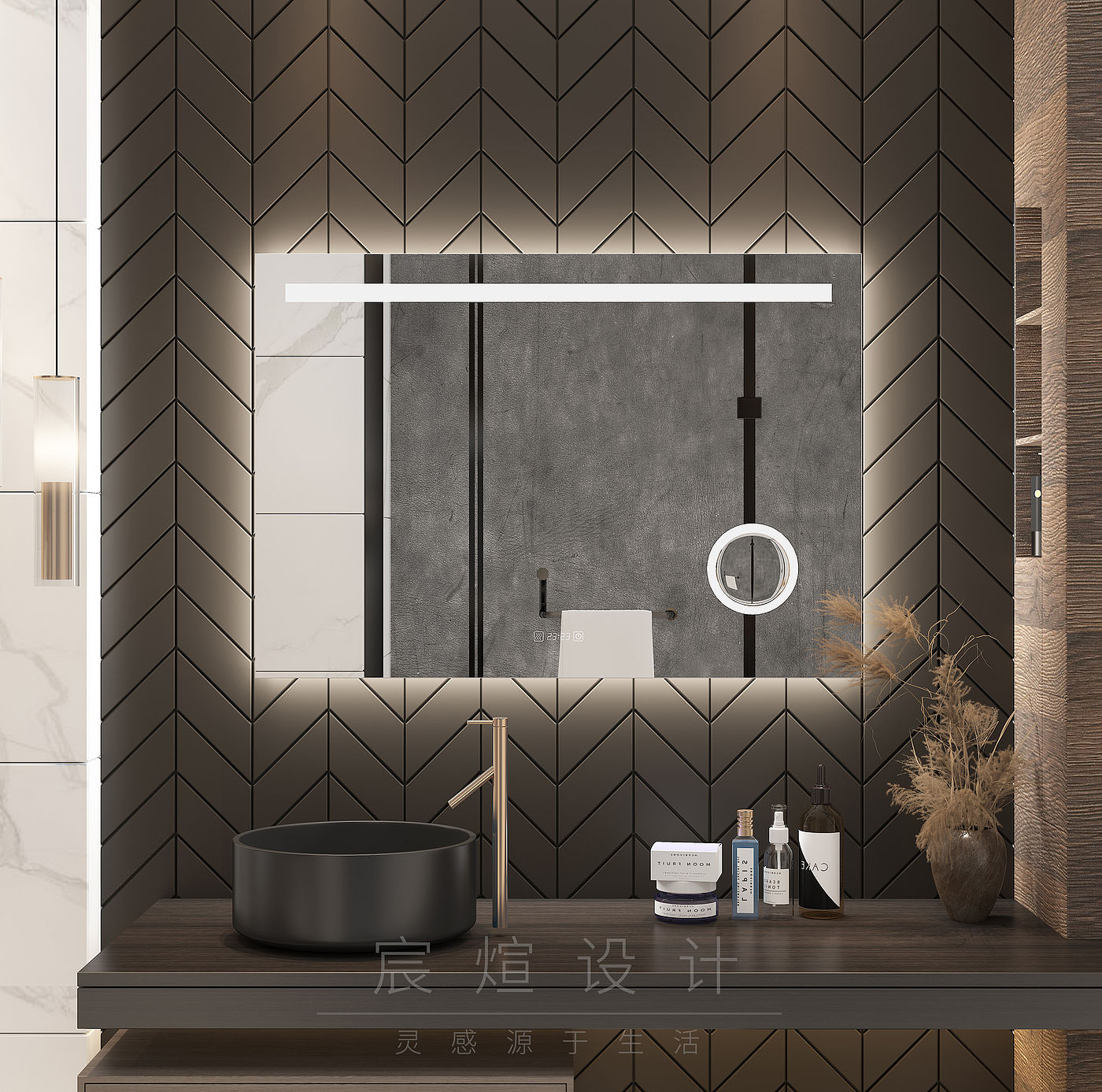 furniture，Bathroom modeling and rendering，modern，Light luxury，