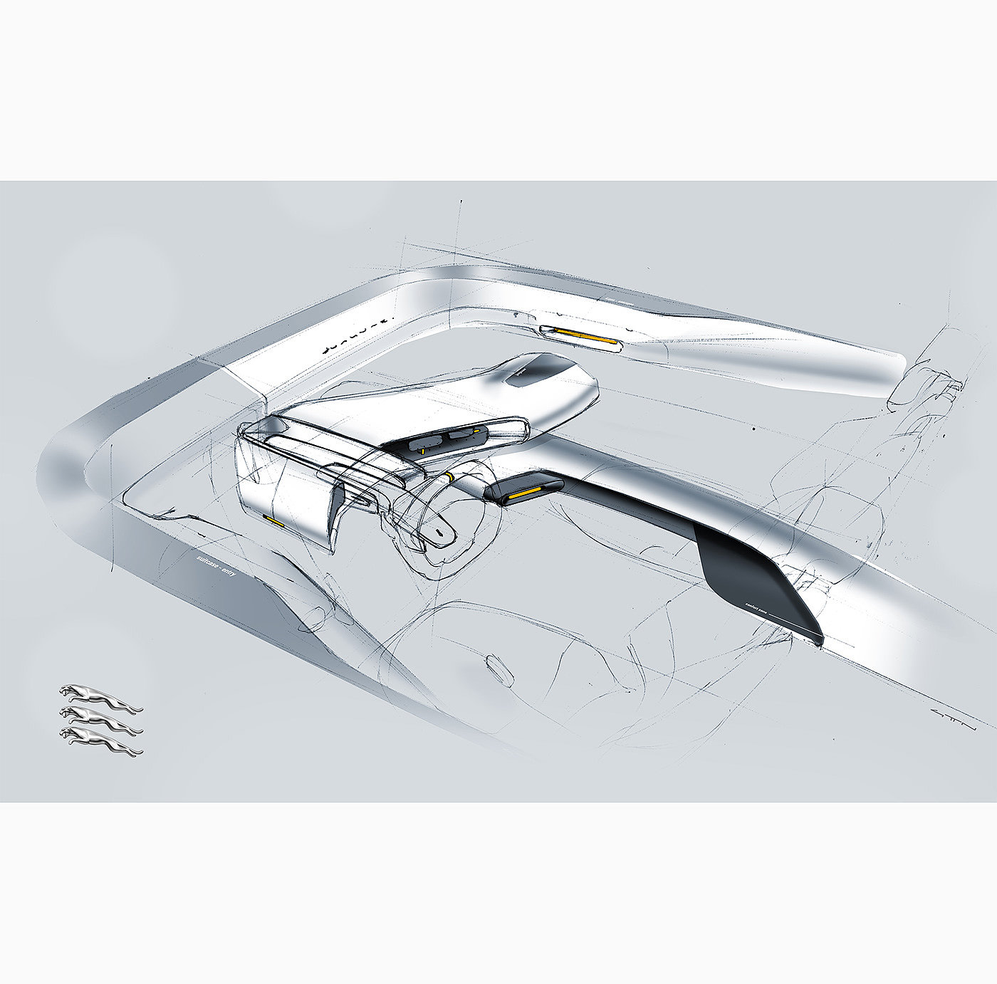 JAGUAR INTERIOR，Jaguar interior，Hand drawn，