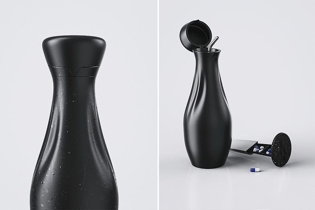 cancerous person，Water bottle，Medicine box，