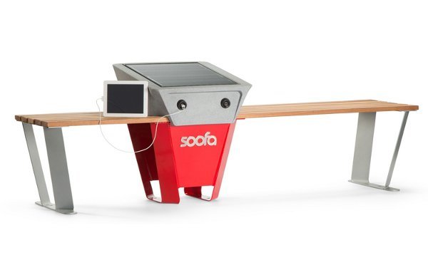 solar energy，charge，device，park，bench，