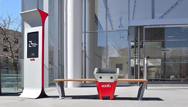 solar energy，charge，device，park，bench，