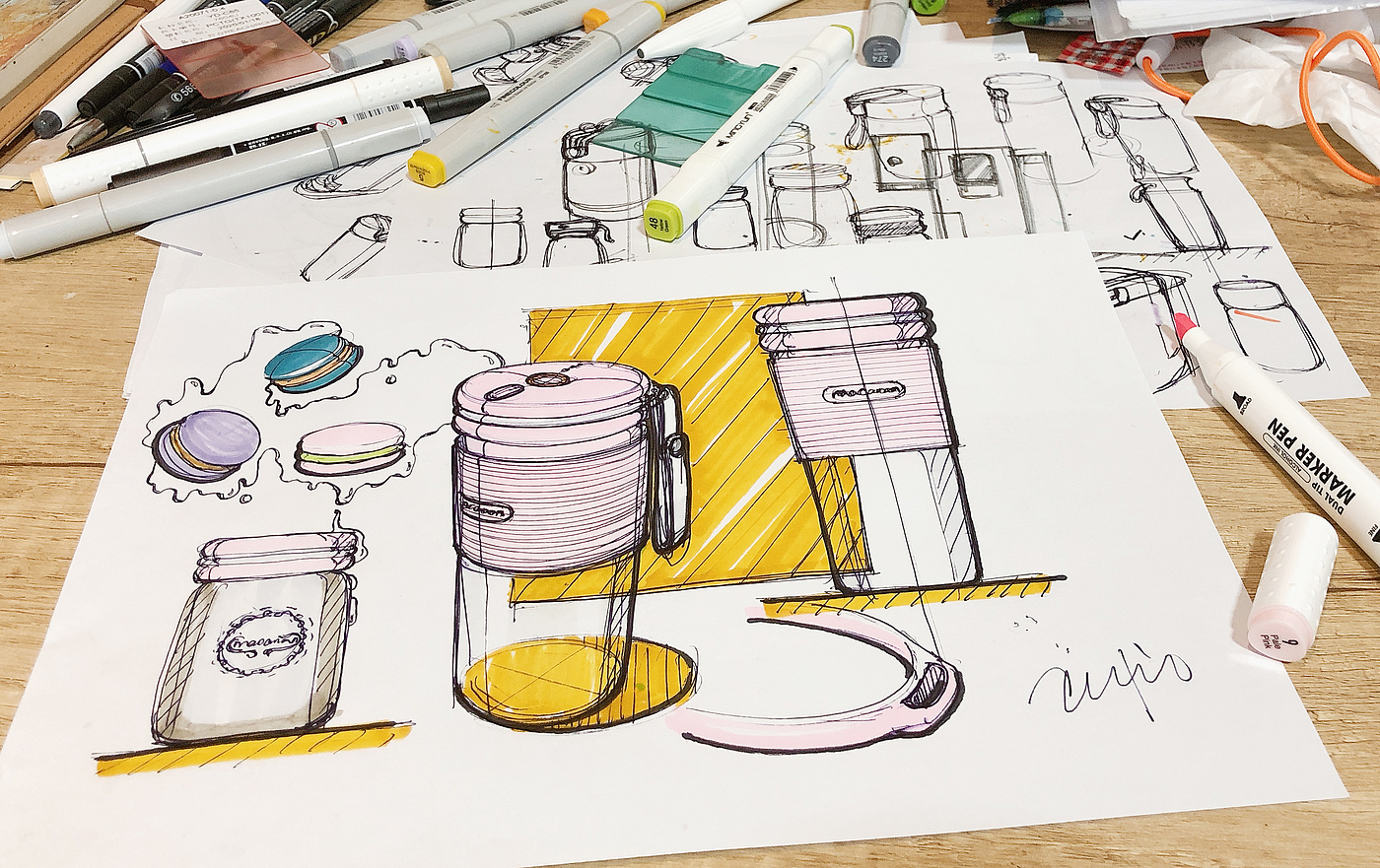 榨汁机，杯，手绘，草图，