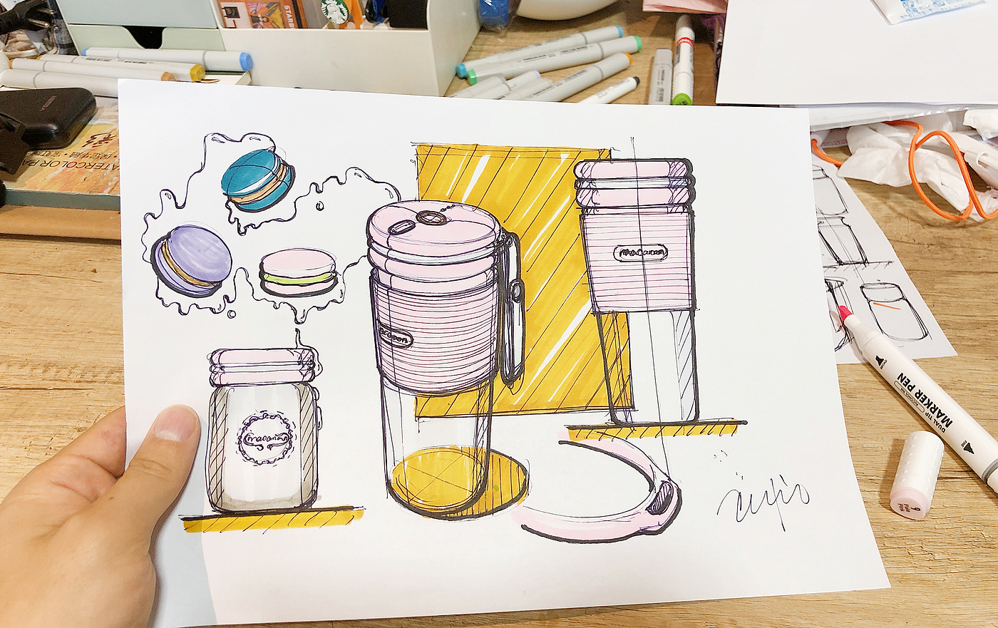Juicer，cup，Hand drawn，sketch，