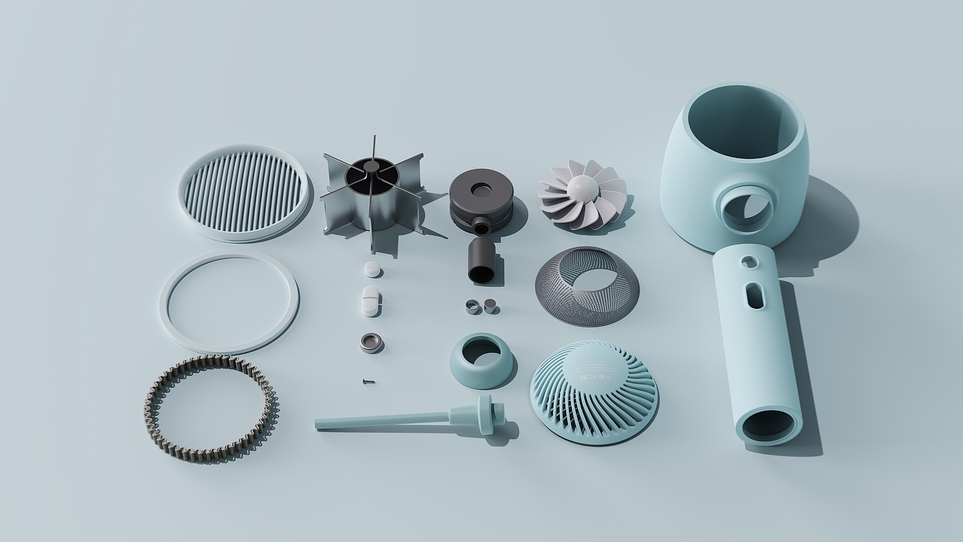吹风机，keyshot渲染，工业设计，产品设计，作品集，